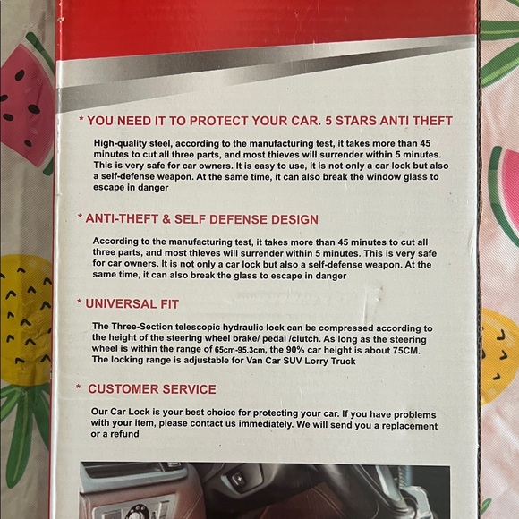 Silver Steering Wheel Lock - Picture 6 of 7